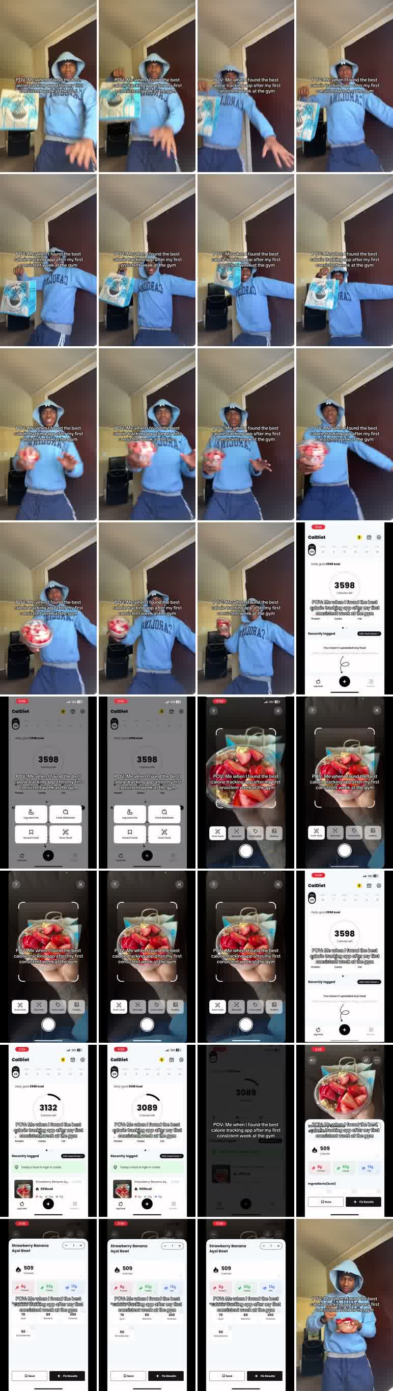 Opening frame from @jadennn1k's TikTok: POV: I found the best calorie tracking app